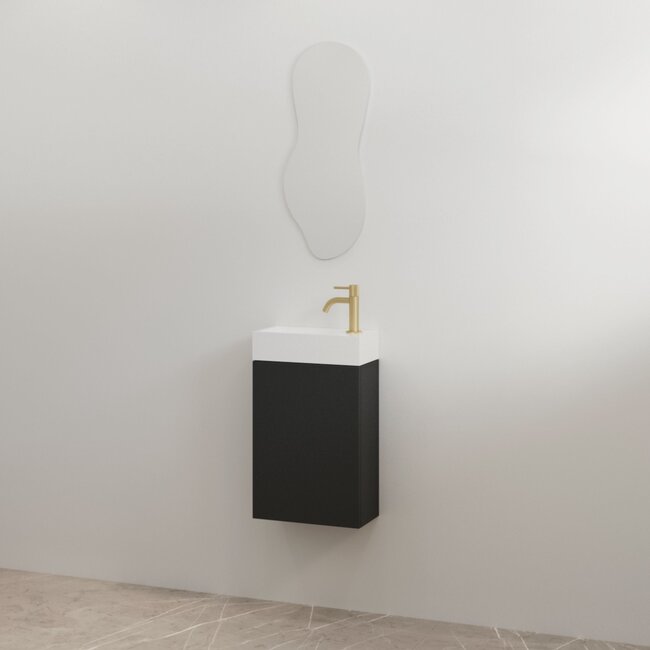 Best Design Siva toiletmeubel 36 cm mat zwart met glanswitte fontein
