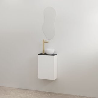 Best Design Siva toiletmeubel 36 cm glans wit met mat zwart meubelblad