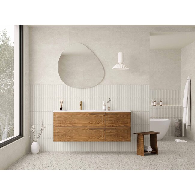 Astor Reliëf White mat wandtegel 30x90 cm