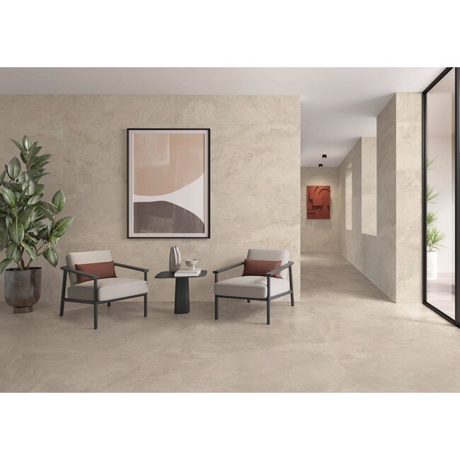 Couvet Stream Sand mat vloer- en wandtegel 75x150 cm