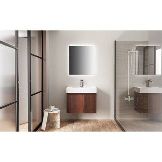 Aloni Ela badkamermeubel 60 cm wengé met glanswitte wastafel