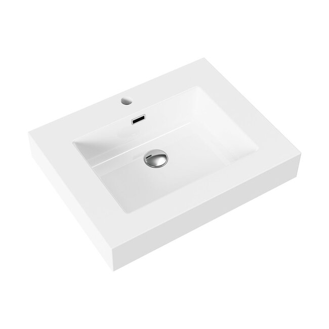 Aloni Ela badkamermeubel 60 cm wengé met glanswitte wastafel