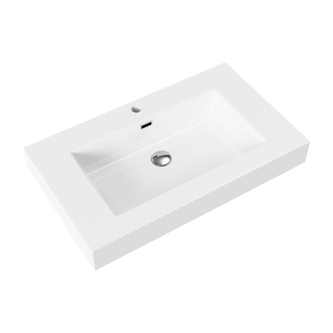 Aloni Ela badkamermeubel 80 cm wengé met glanswitte wastafel