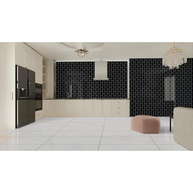 Bevel Black mat metro wandtegel 10x20 cm