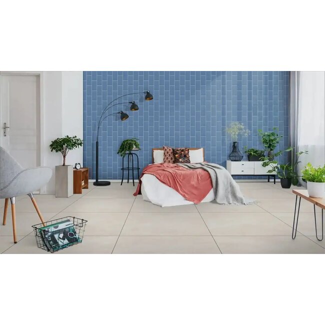Bevel Cyan Blue glans metro wandtegel 10x20 cm
