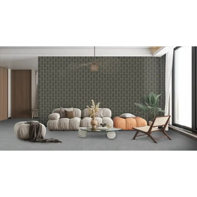 Bevel Grass Green glans metro wandtegel 10x20 cm