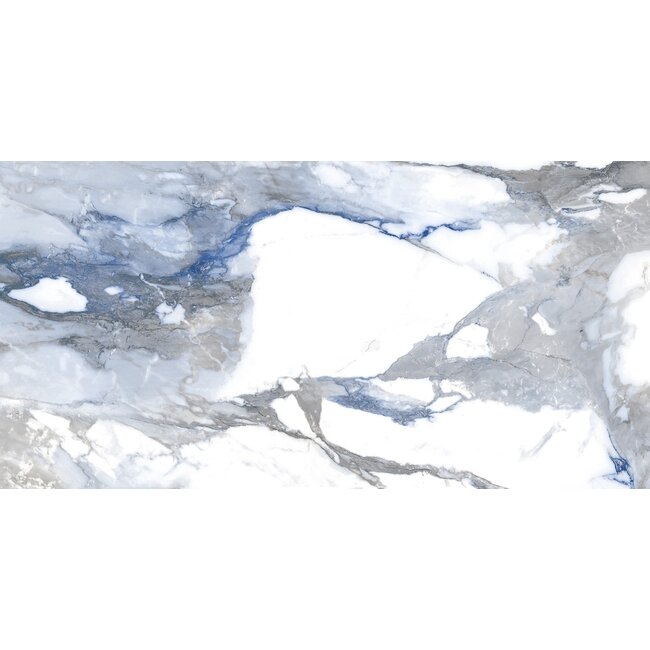 Crash Blue glans vloer- en wandtegel 60x120 cm