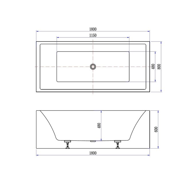 Best Design Vrijstaand bad Strack 180 x 80 cm glans wit