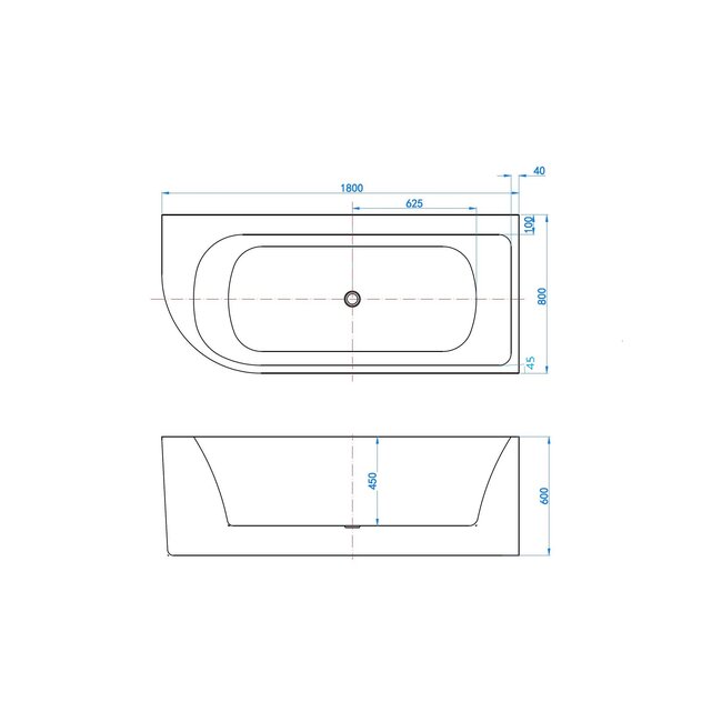 Best Design Hoekbad Munster 180 x 80 cm glans wit positie rechts