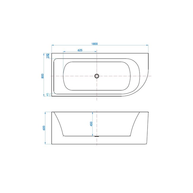 Best Design Hoekbad Living 180 x 80 cm mat wit positie links