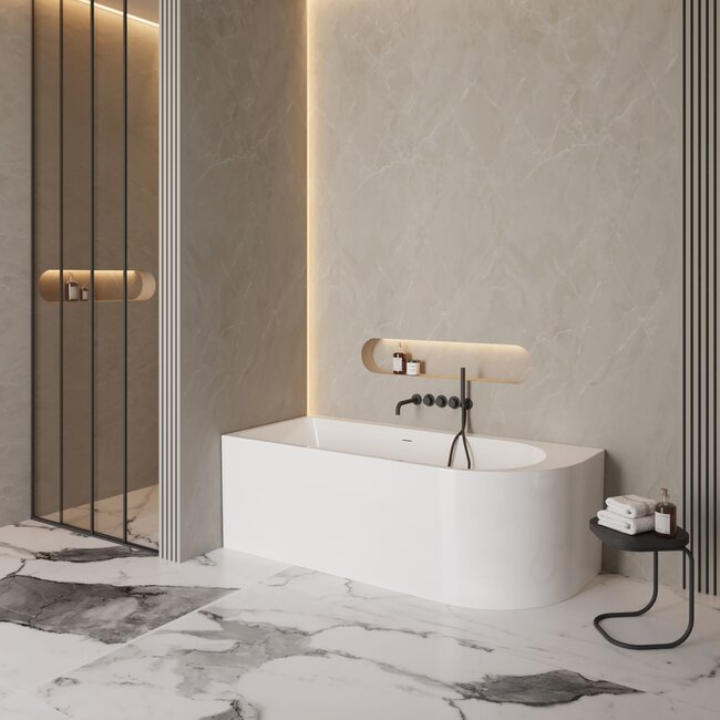 Best Design Hoekbad Living 180 x 80 cm mat wit positie rechts