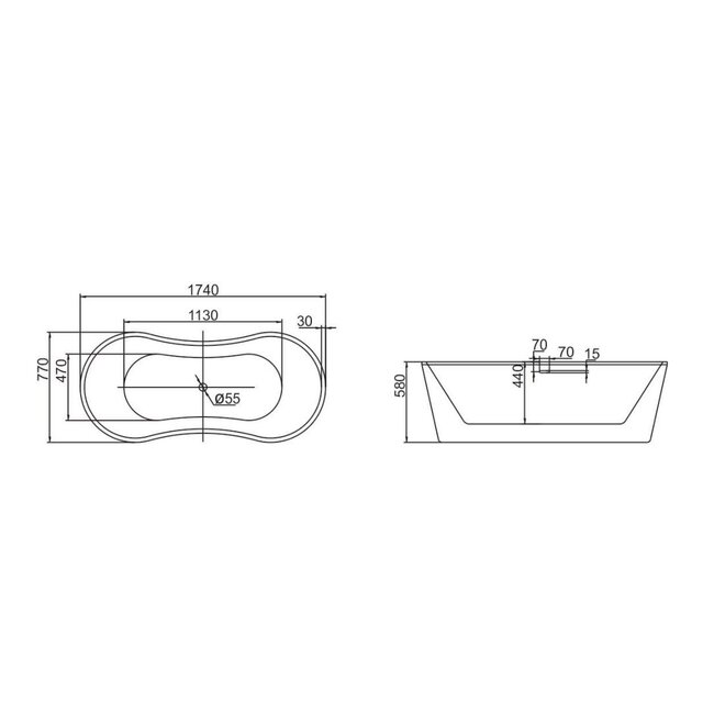 Best Design Vrijstaand bad Purplecub 174 x 77 cm paars