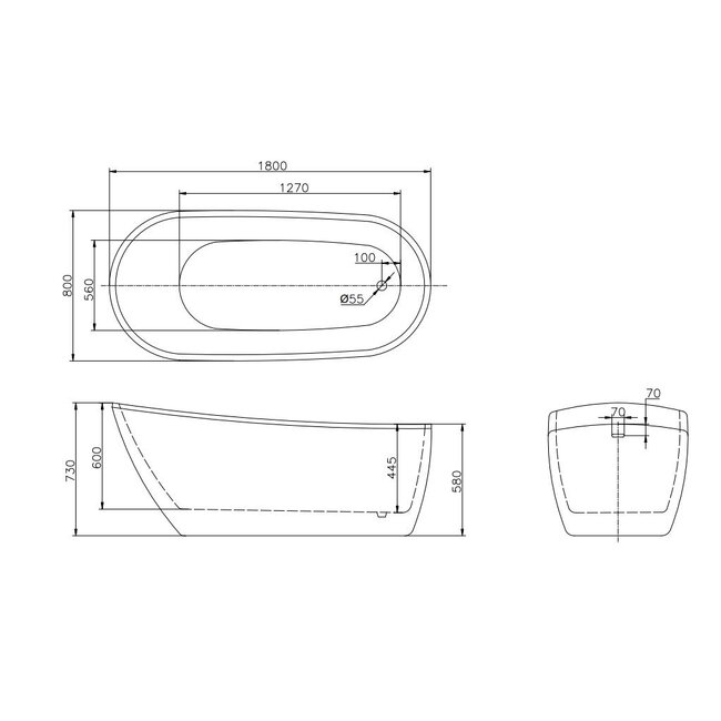 Best Design Vrijstaand bad Croco-First 180 x 80 cm bruin