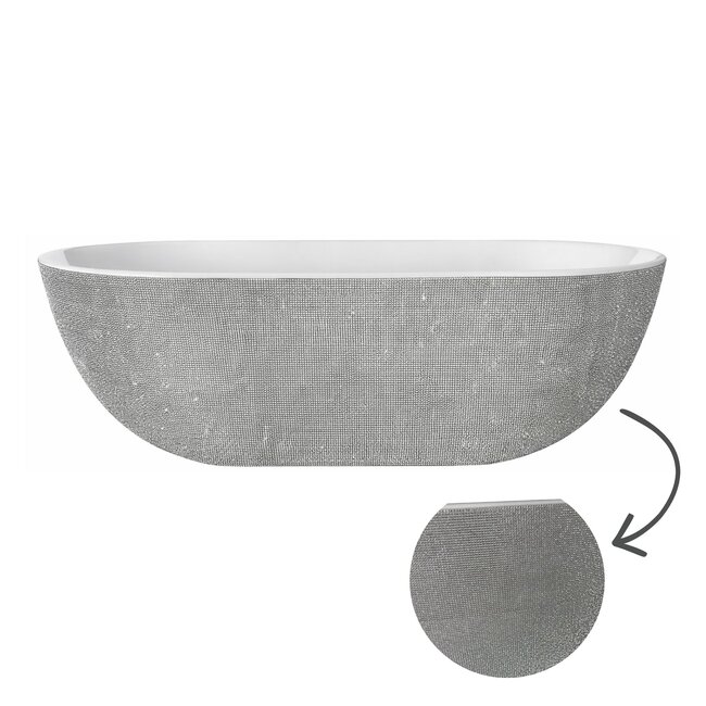 Best Design Vrijstaand bad Diamond 180 x 86 cm glans wit-zilver
