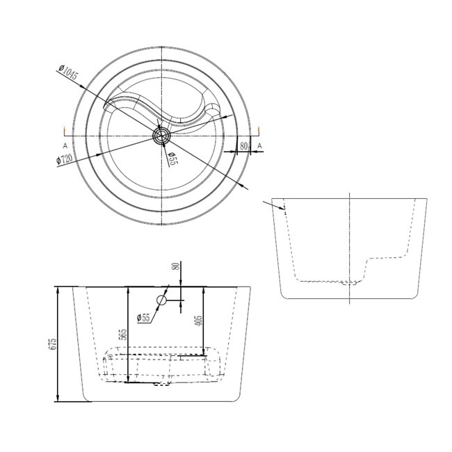 Best Design Rond vrijstaand zitbad Zen Ø 104 cm glans wit