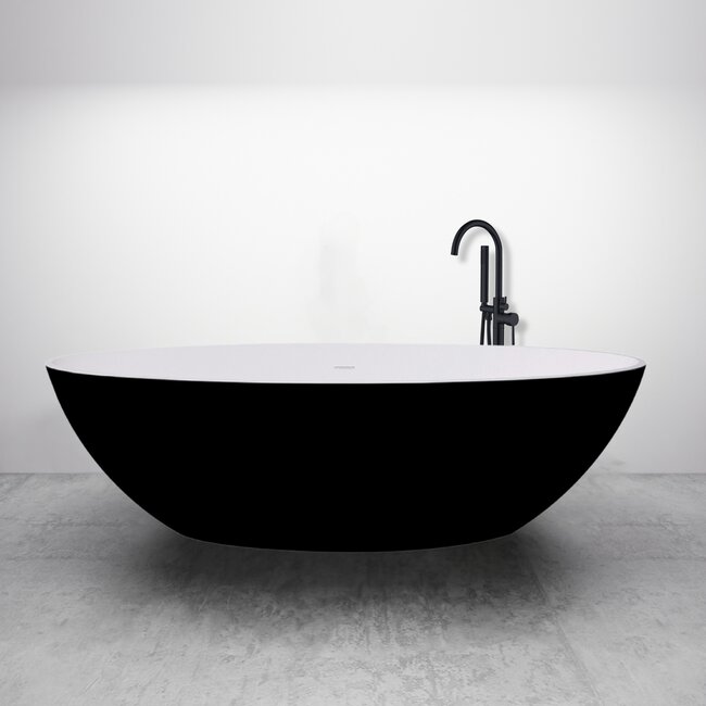 Best Design Vrijstaand bad New-Stone 180 x 85 cm zwart-wit