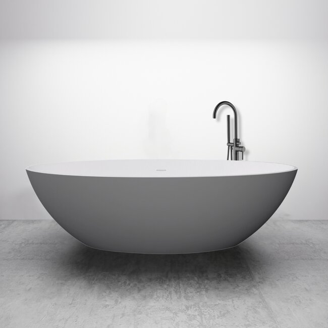 Best Design Vrijstaand bad New-Stone 180 x 85 cm lava grijs-wit
