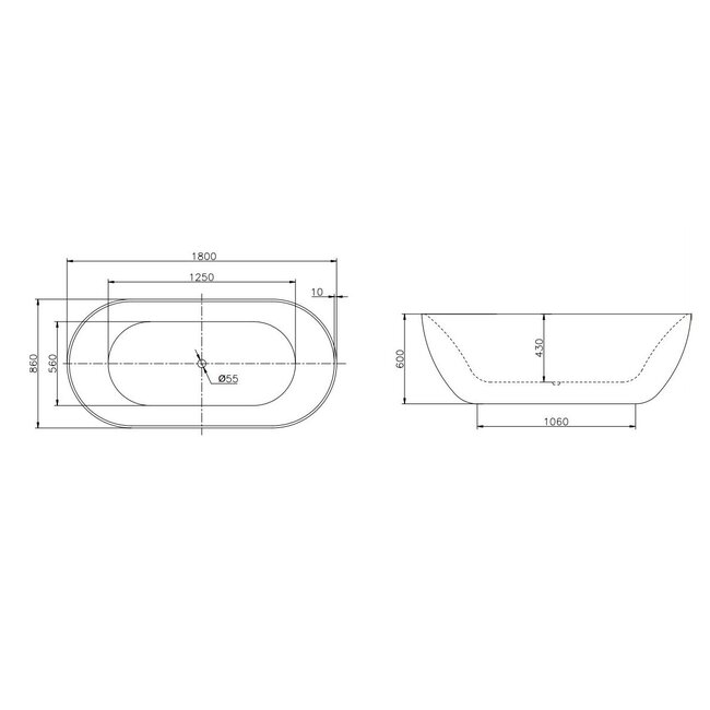 Best Design Vrijstaand bad Croco-Second 180 x 86 cm bruin