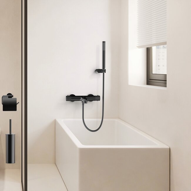 Thermostatische opbouw badkraan Stria mat zwart