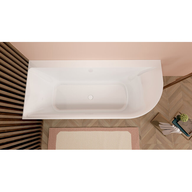 Wiesbaden Hoekbad Zenn links 170 x 75 cm glans wit