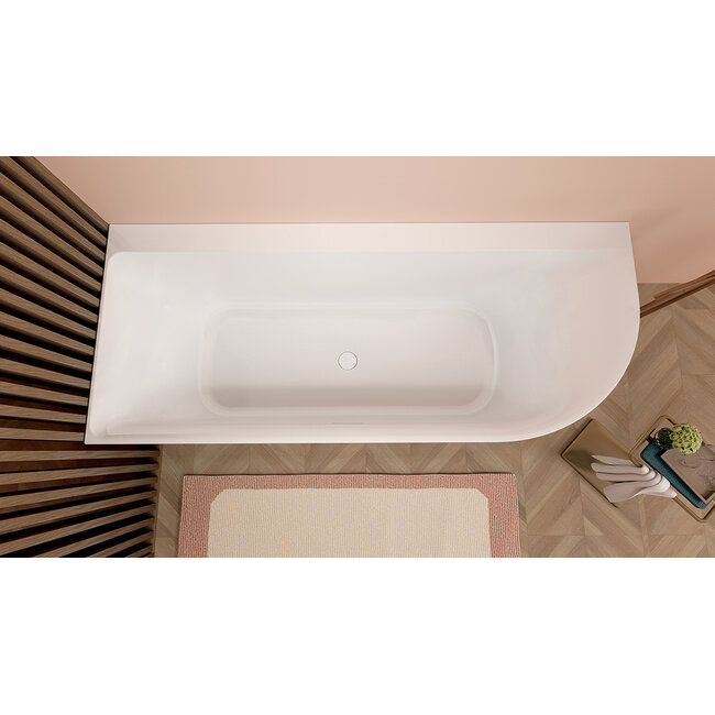 Wiesbaden Hoekbad Zenn links 180 x 80 cm glans wit
