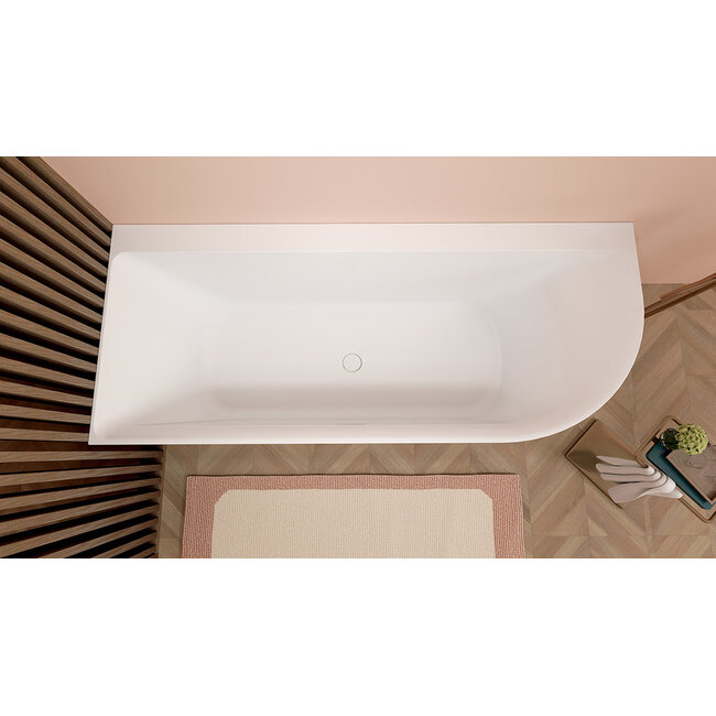 Wiesbaden Hoekbad Zenn links 180 x 80 cm mat wit