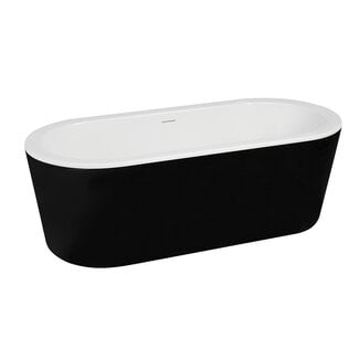 Wiesbaden Vrijstaand bad Nero 177,5 x 79,5 cm glans zwart/wit
