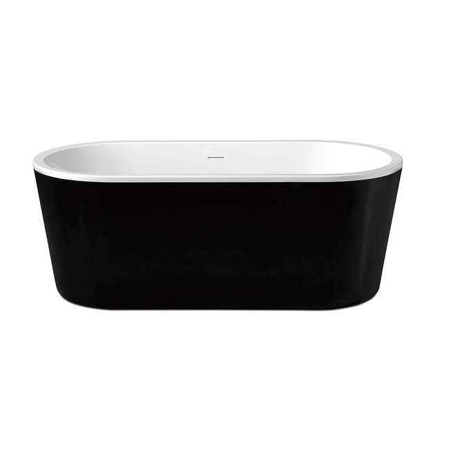 Wiesbaden Vrijstaand bad Nero 177,5 x 79,5 cm glans zwart/wit