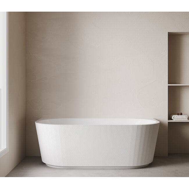 Wiesbaden Halfvrijstaand bad Rivi 180 x 80 cm glans wit