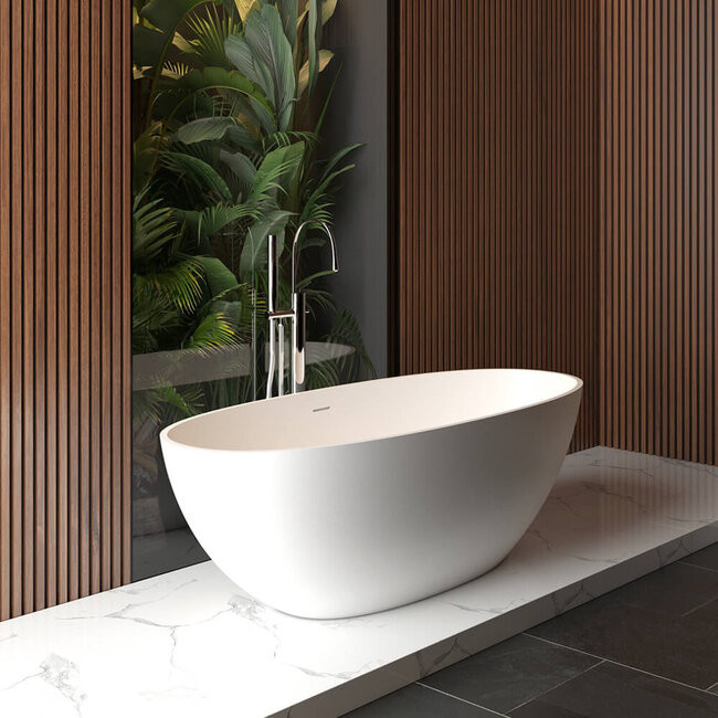 Wiesbaden Vrijstaand bad Chiek 165 x 75 cm solid surface mat wit