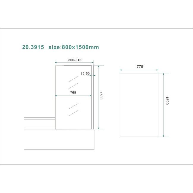 Wiesbaden Badwand Tela vast 80 x 150 cm chroom