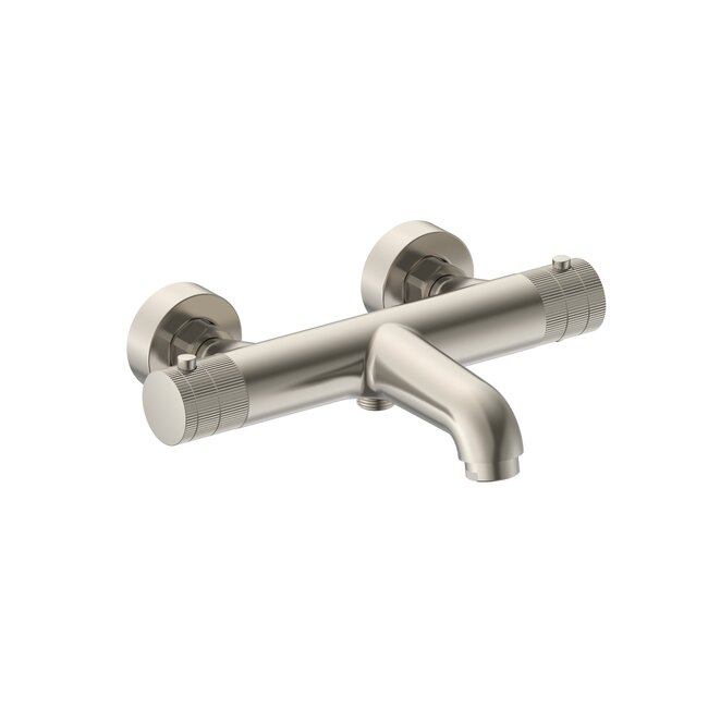 Thermostatische opbouw badkraan Stria geborsteld RVS met handdoucheset