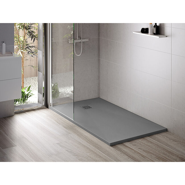 Aloni Douchebak Aloni Madison Flat 120 x 80 x 3 cm composietsteen grijs