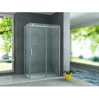 Aloni Douchecabine 80 x 120 cm met schuifdeur en zijwand, 8 mm glas met chroom profiel