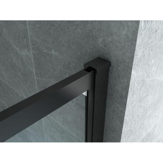 Aloni Inloopdouche 100 x 200 cm, 8 mm helder glas met mat zwart raster