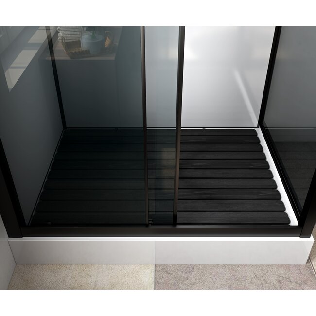 Complete douchecabine Marani 110 x 80 x 225 cm met schuifdeur, grijs rookglas met mat zwart profiel