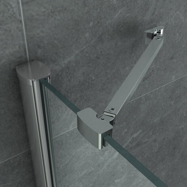 Aloni Douchecabine U-opstelling 90 x 90 x 195 cm met 2 draaideuren en 2 zijwanden, 8 mm helder glas met chroom profiel