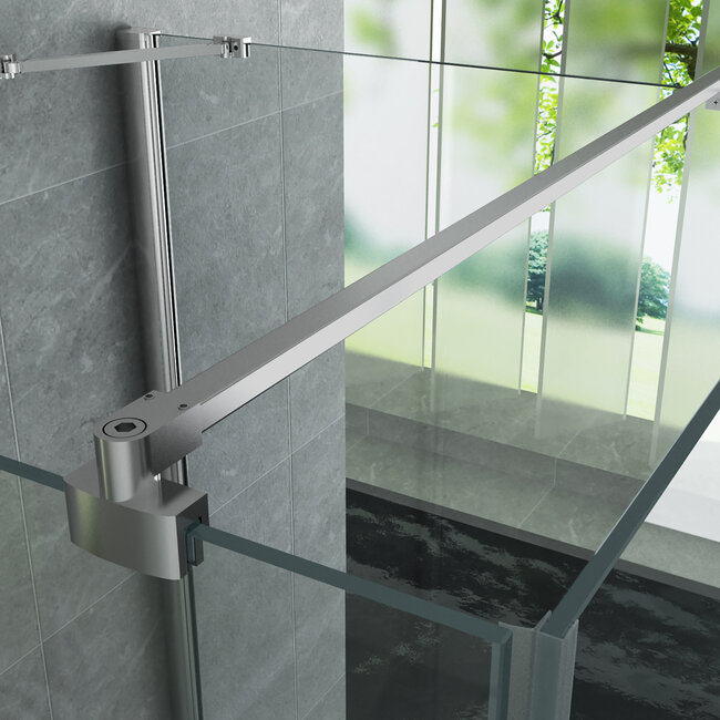 Aloni Douchecabine U-opstelling 90 x 90 x 195 cm met 2 draaideuren en 2 zijwanden, 8 mm helder glas met chroom profiel