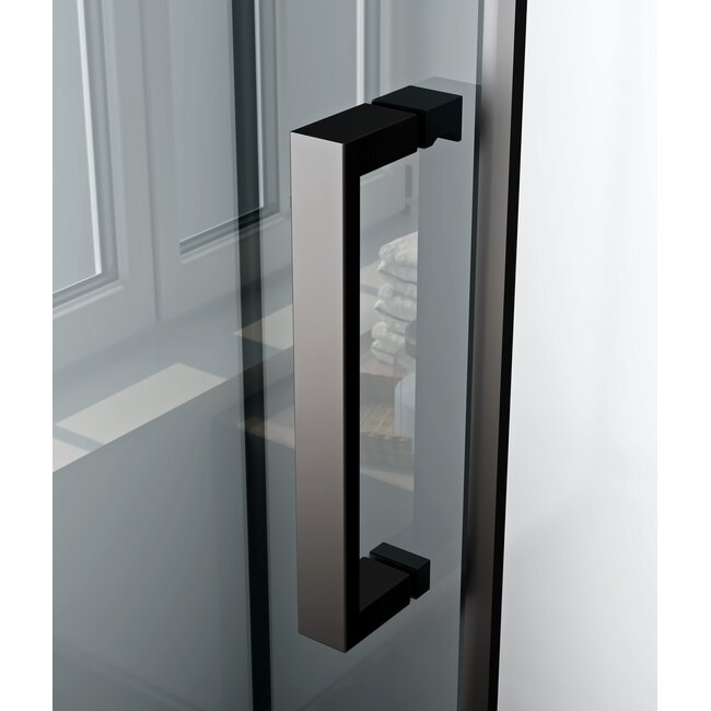 Complete douchecabine Rimo 90 x 90 x 215 cm met draaideur, helder glas met mat zwart profiel