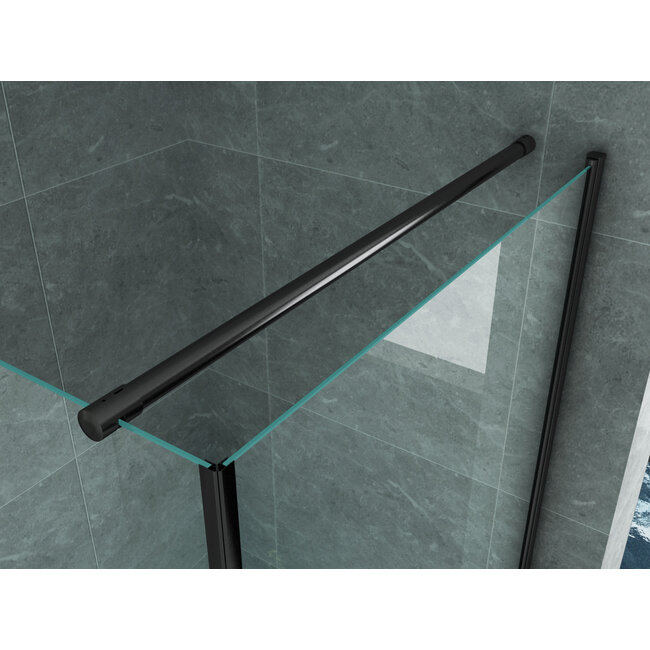 Aloni Douchecabine 90 x 90 x 190 cm met draaideur en zijwand, 6 mm helder glas met mat zwart profiel