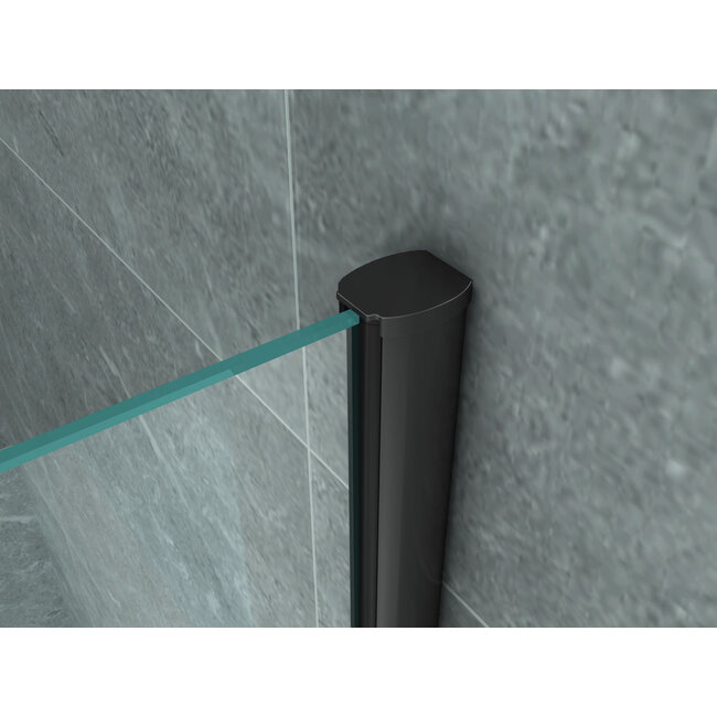 Aloni Douchecabine 90 x 90 x 190 cm met draaideur en zijwand, 6 mm helder glas met mat zwart profiel