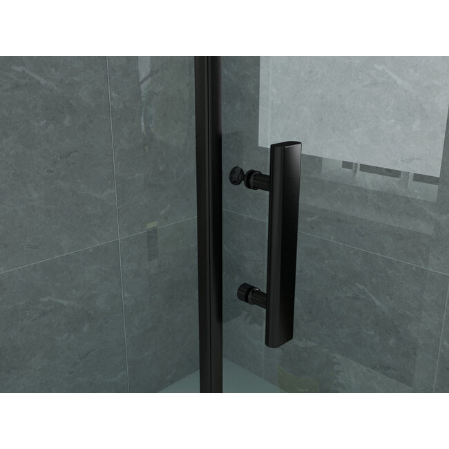 Aloni Douchecabine 80 x 80 x 190 cm met draaideur en zijwand, 6 mm helder glas met mat zwart profiel