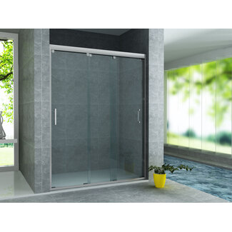 Aloni Schuifdeur voor nis 3-delig 140 x 200 cm, 8 mm helder glas met chroom profiel