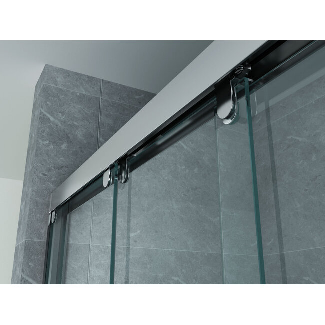 Aloni Schuifdeur voor nis 3-delig 140 x 200 cm, 8 mm helder glas met chroom profiel