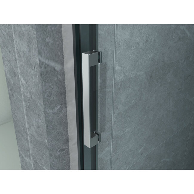 Aloni Schuifdeur voor nis 3-delig 120 x 200 cm, 8 mm helder glas met chroom profiel