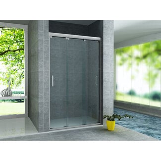 Aloni Schuifdeur voor nis 3-delig 100 x 200 cm, 8 mm helder glas met chroom profiel