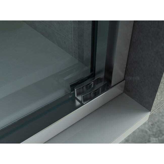 Aloni Schuifdeur voor nis 3-delig 80 x 200 cm, 8 mm helder glas met chroom profiel