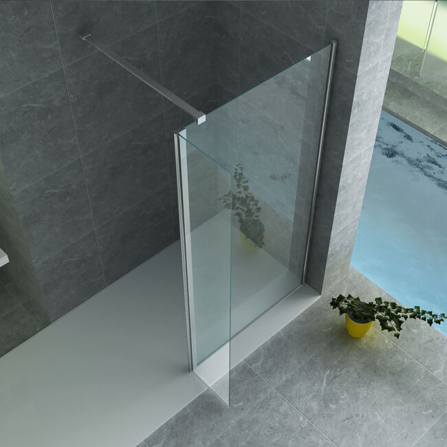 Aloni Draaibare zijwand voor inloopdouche 60 x 200 cm, 8 mm helder glas met chroom profiel
