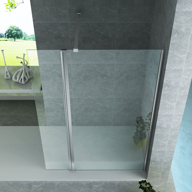 Aloni Draaibare zijwand voor inloopdouche 60 x 200 cm, 8 mm helder glas met chroom profiel