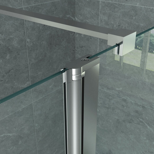 Aloni Draaibare zijwand voor inloopdouche 40 x 200 cm, 8 mm helder glas met chroom profiel